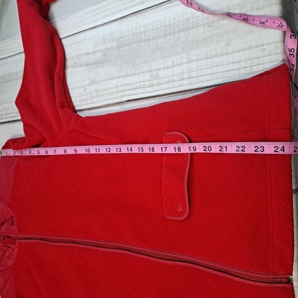 Talbots Red Quilt Detail Fleece Zip-Up Jacket Sz Large Fall Winter Outdoor Wear - Picture 7 of 11